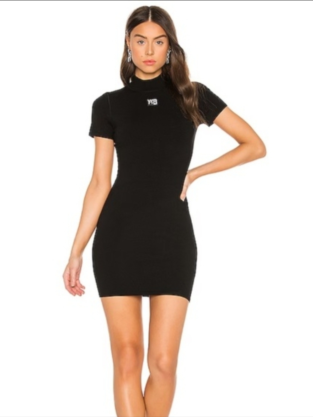 Alexander Wang Black Bodycon Tee Dress 100% Wool Size S